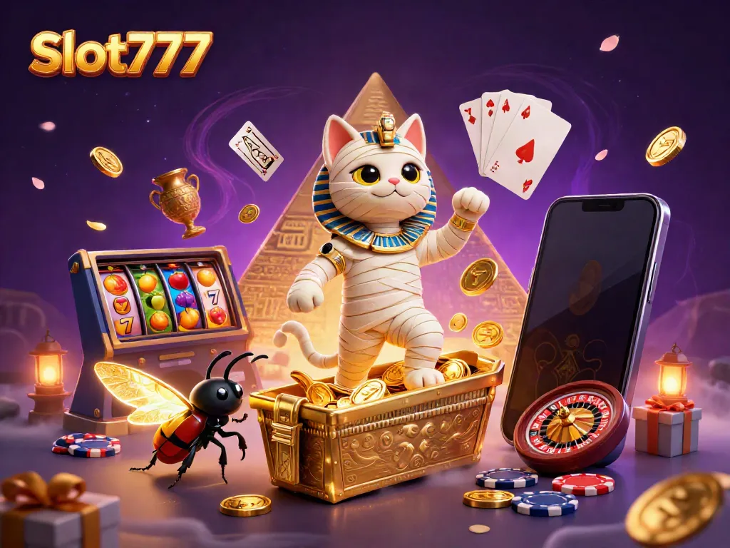 Spin the reels of Slot777 with an Egyptian mummy and golden scarab bursting with energy!