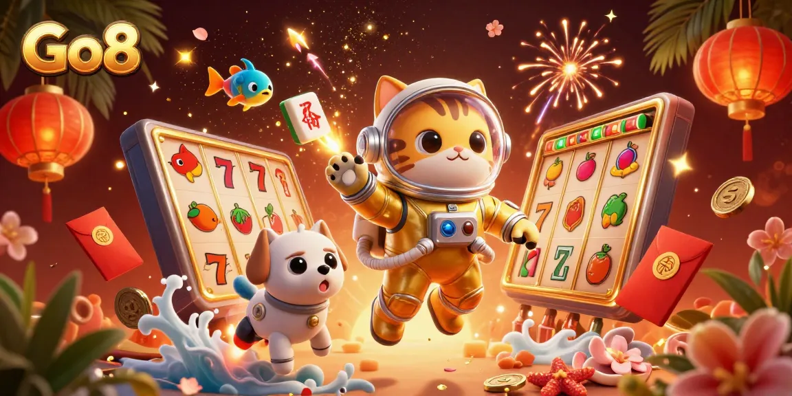 Experience exhilarating gaming moments with Go8’s thrilling illustration of a space-themed casino adventure.